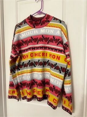 Anthropologie Maeve Fanciful Mon Cherie Rose Mock Neck Sweater | XL